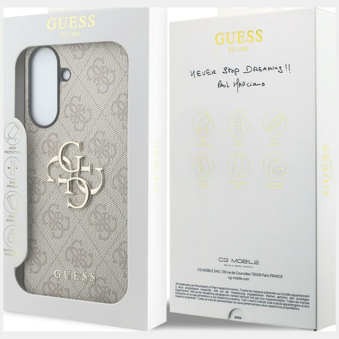 Кожен калъф Guess с метално лого за Samsung Galaxy A37 5G - розов