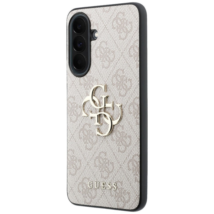 Кожен калъф Guess с метално лого за Samsung Galaxy A37 5G - розов