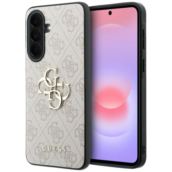 Кожен калъф Guess с метално лого за Samsung Galaxy A37 5G - розов