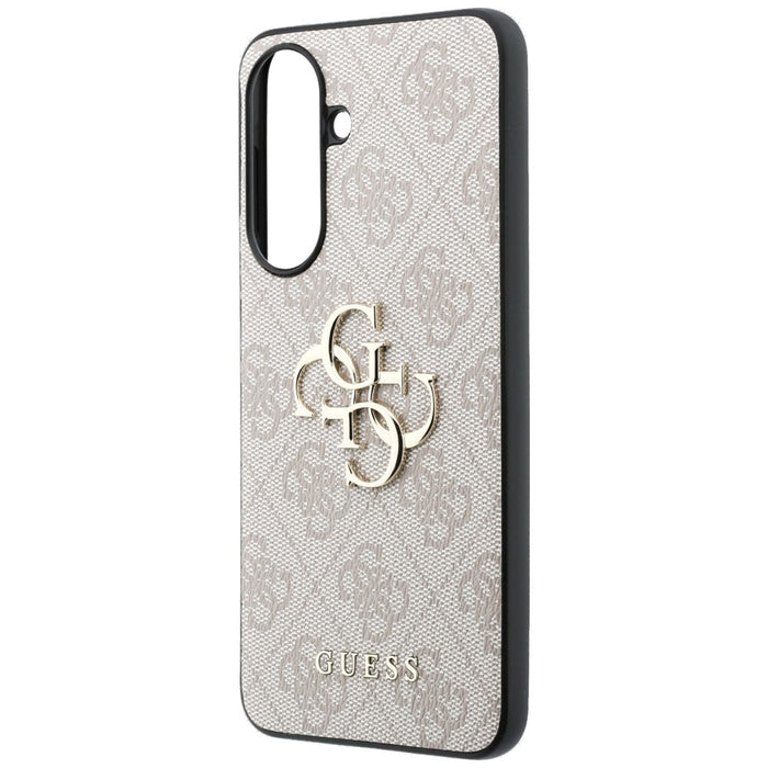 Кожен калъф Guess с метално лого за Samsung Galaxy A37 5G - розов