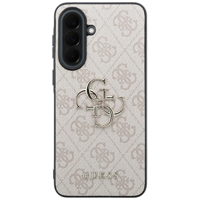 Кожен калъф Guess с метално лого за Samsung Galaxy A37 5G - розов