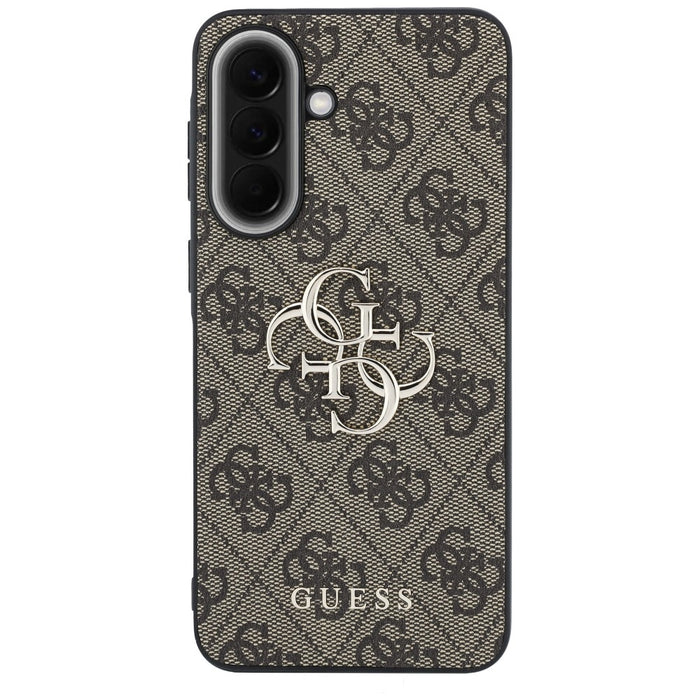Кожен калъф Guess с метално лого за Samsung Galaxy A57 5G - кафяв