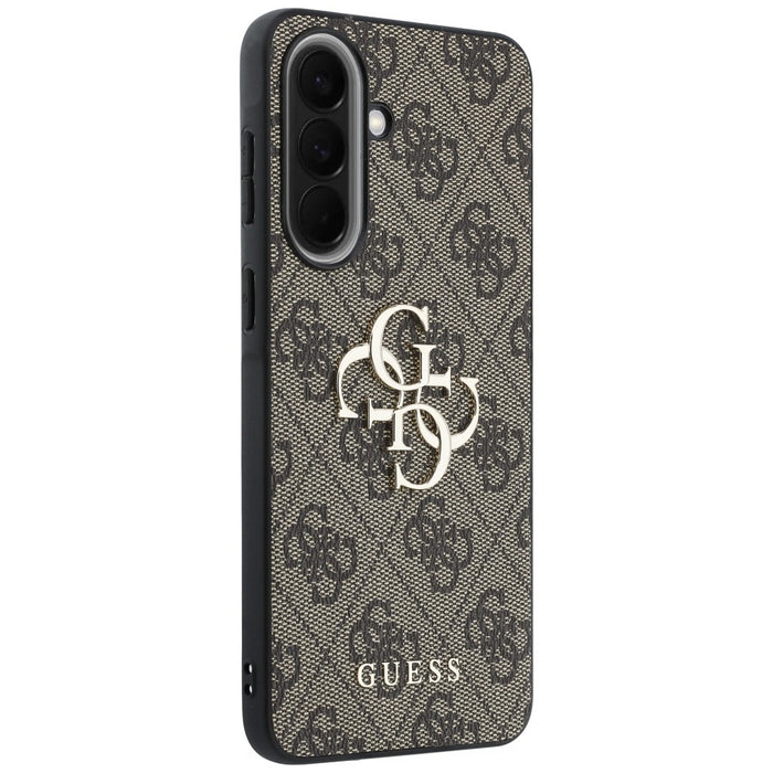 Кожен калъф Guess с метално лого за Samsung Galaxy A57 5G - кафяв