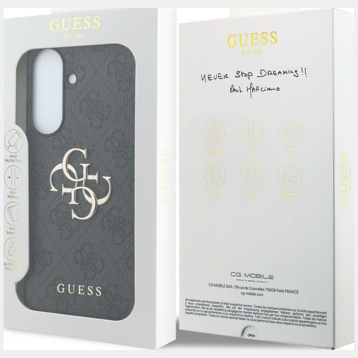 Кожен калъф Guess с метално лого за Samsung Galaxy A57 5G - черен