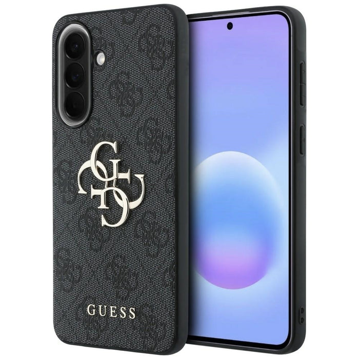 Кожен калъф Guess с метално лого за Samsung Galaxy A57 5G - черен