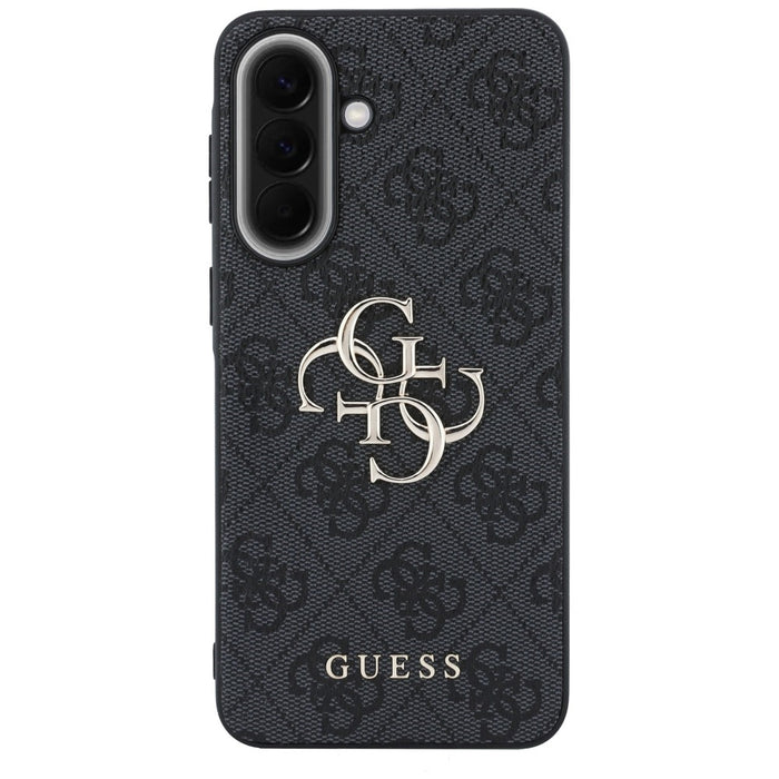 Кожен калъф Guess с метално лого за Samsung Galaxy A57 5G - черен