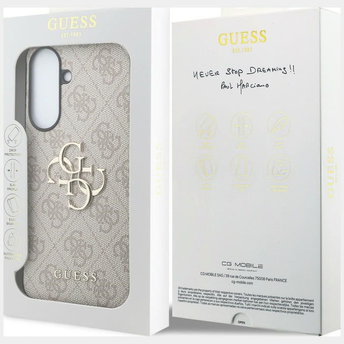 Кожен калъф Guess с метално лого за Samsung Galaxy A57 5G - розов