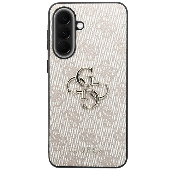 Кожен калъф Guess с метално лого за Samsung Galaxy A57 5G - розов