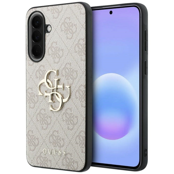 Кожен калъф Guess с метално лого за Samsung Galaxy A57 5G - розов