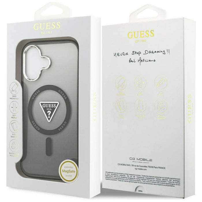 Калъф Guess IML Gradient Triangle Logo MagSafe за iPhone 17 - черен