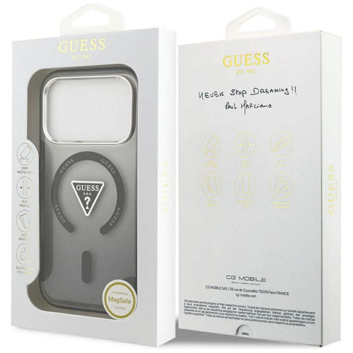 Калъф Guess IML Gradient Triangle Logo MagSafe за iPhone 17 Pro Max - черен