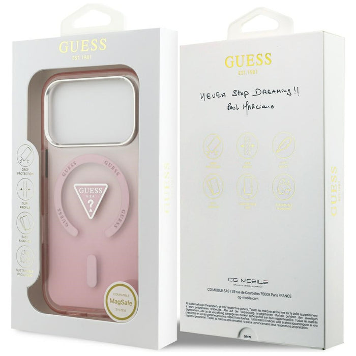 Калъф Guess IML Gradient Triangle Logo MagSafe за iPhone 17 Pro - розов