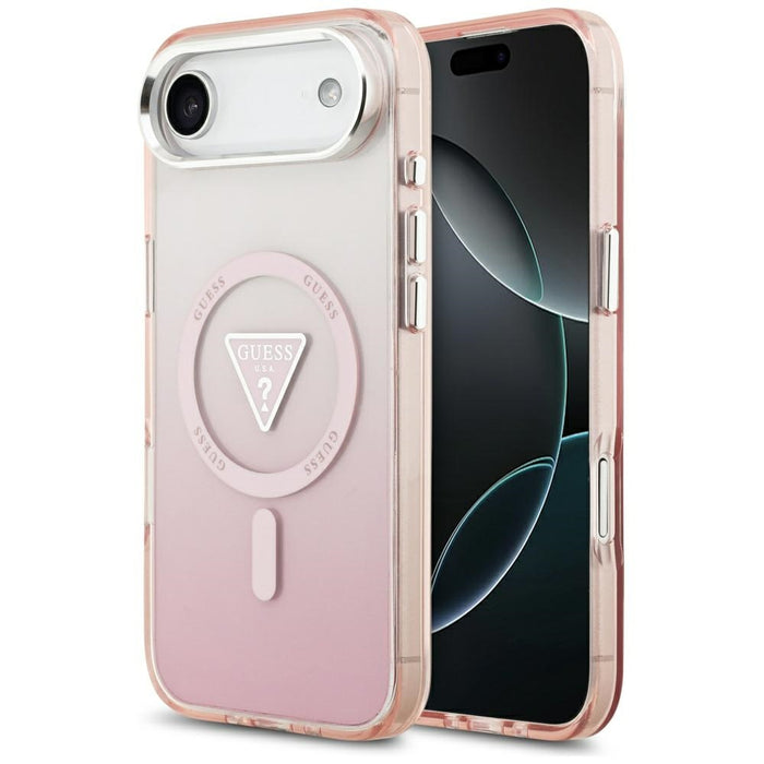 Калъф Guess IML Gradient Triangle Logo MagSafe за iPhone Air - розов
