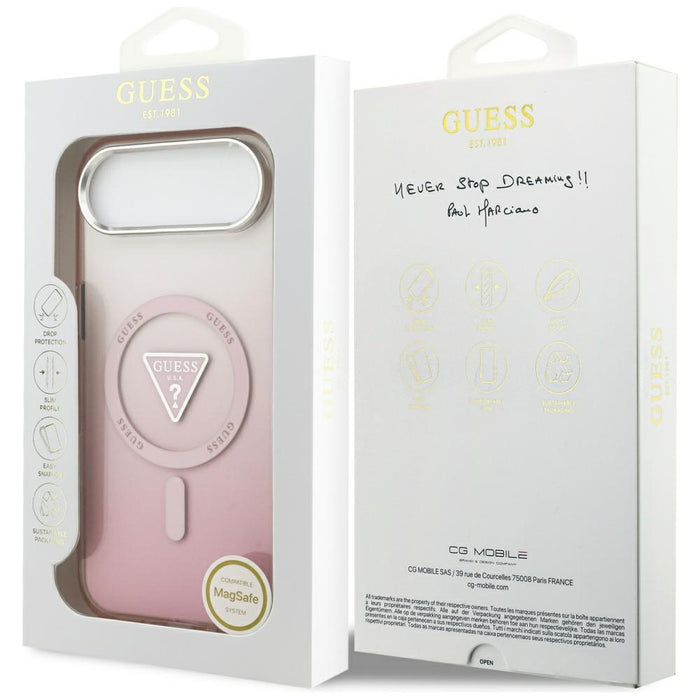Калъф Guess IML Gradient Triangle Logo MagSafe за iPhone Air - розов