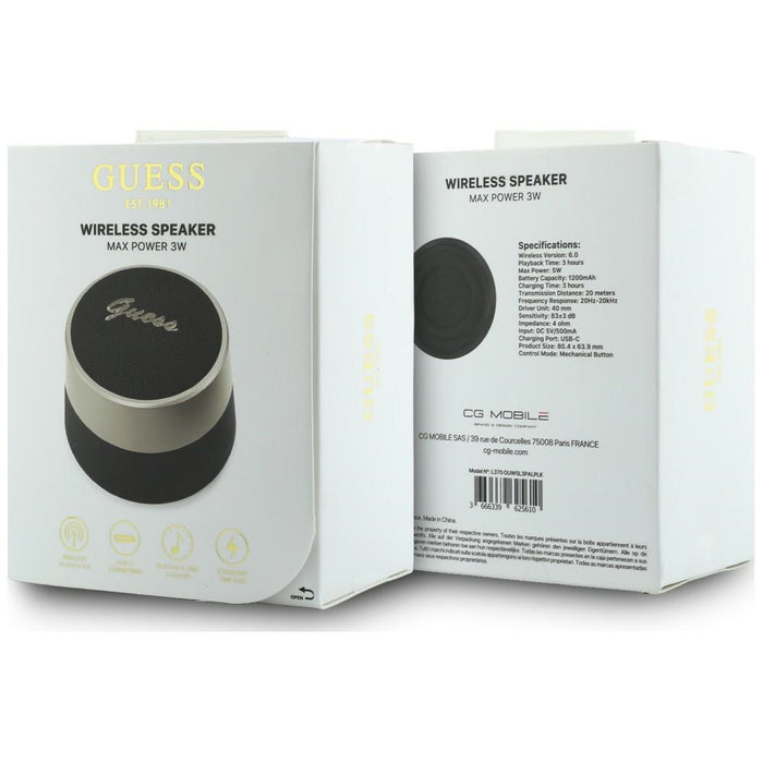 Guess 5W Script Metal Logo Bluetooth Speaker - Черен