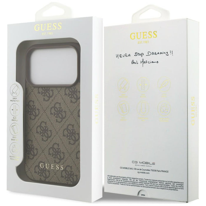 Guess 4G Classic калъф за iPhone 17 Pro / 18 Pro - кафяв