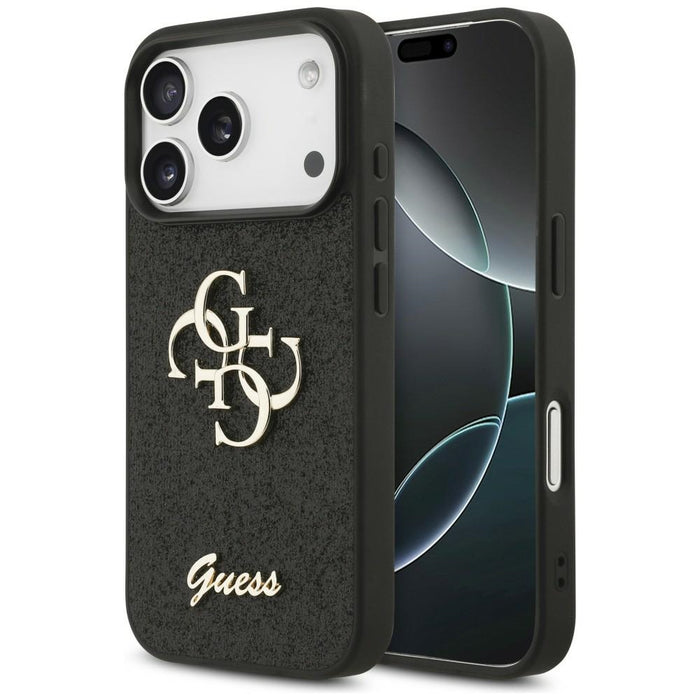 Калъф Guess Fixed Glitter Big 4G за iPhone 17 Pro / 18 Pro - черен