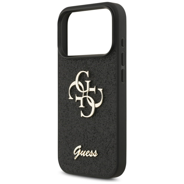 Калъф Guess Fixed Glitter Big 4G за iPhone 17 Pro / 18 Pro - черен