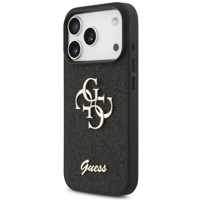 Калъф Guess Fixed Glitter Big 4G за iPhone 17 Pro / 18 Pro - черен