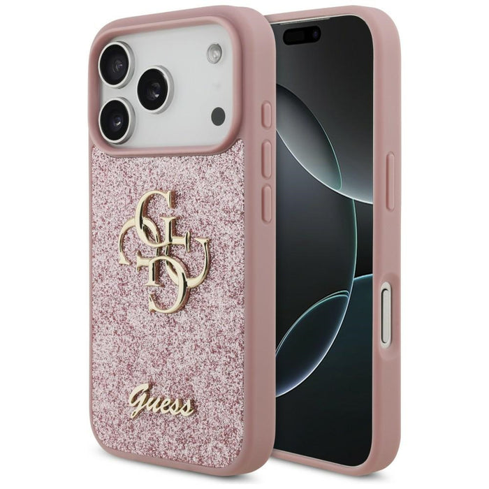 Калъф Guess Fixed Glitter Big 4G за iPhone 17 Pro / 18 Pro - Розов