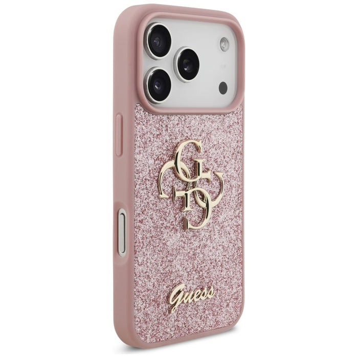 Калъф Guess Fixed Glitter Big 4G за iPhone 17 Pro / 18 Pro - Розов