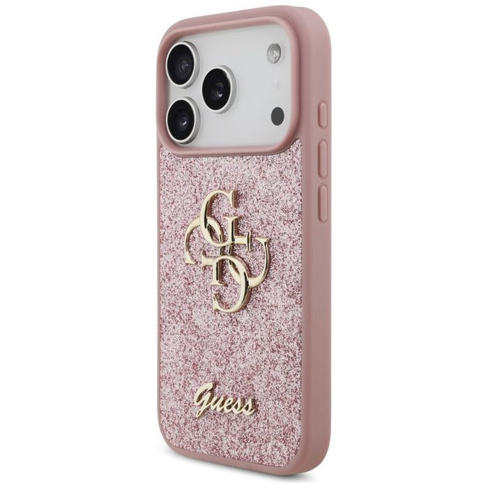 Калъф Guess Fixed Glitter Big 4G за iPhone 17 Pro / 18 Pro - Розов