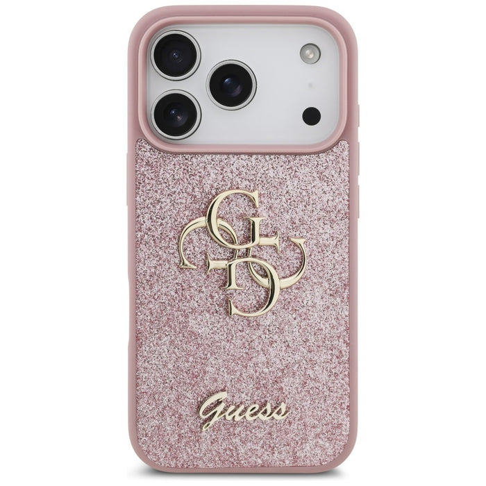 Калъф Guess Fixed Glitter Big 4G за iPhone 17 Pro / 18 Pro - Розов