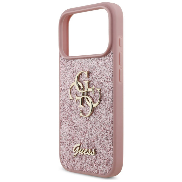 Калъф Guess Fixed Glitter Big 4G за iPhone 17 Pro / 18 Pro - Розов