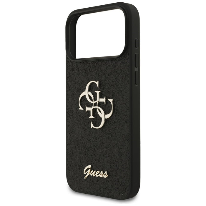 Калъф Guess Fixed Glitter Big 4G за iPhone 17 Pro Max / 18 Pro Max - черен