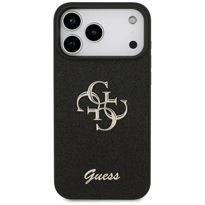 Калъф Guess Fixed Glitter Big 4G за iPhone 17 Pro Max / 18 Pro Max - черен