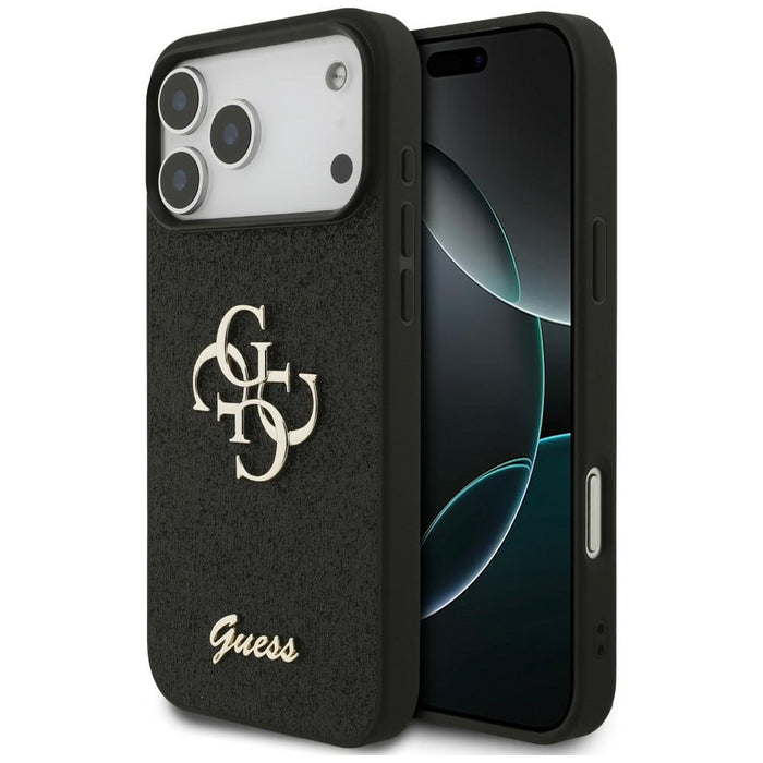 Калъф Guess Fixed Glitter Big 4G за iPhone 17 Pro Max / 18 Pro Max - черен