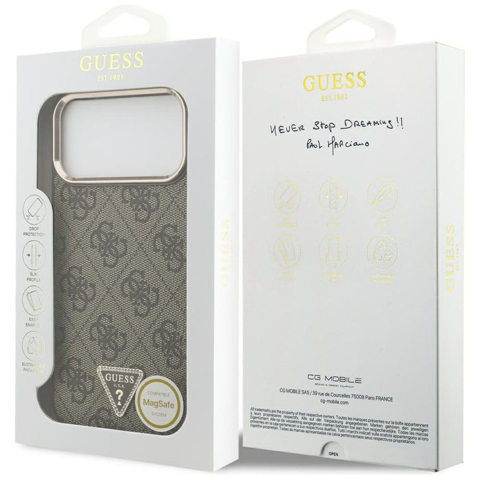 Калъф Guess 4G Triangle Logo MagSafe за iPhone 17 Pro Max / 18 Pro Max - кафяв