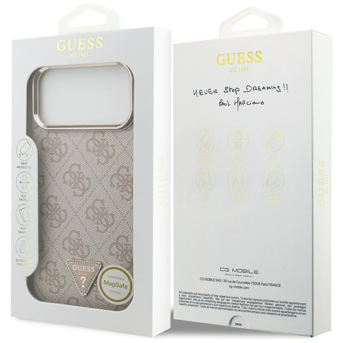Калъф Guess 4G Triangle Logo MagSafe за iPhone 17 Pro Max / 18 Pro Max - Розово златист
