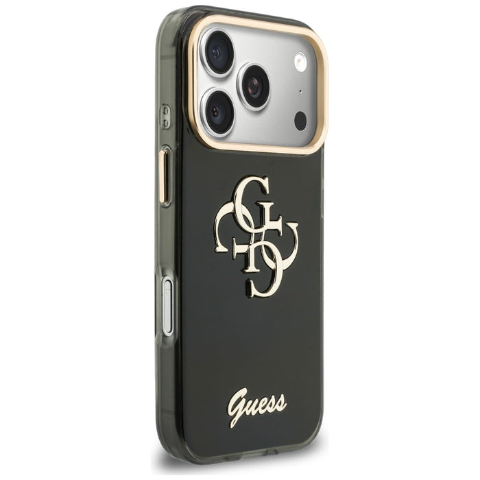 Метален калъф Guess IML 4G Script за iPhone 17 Pro / 18 Pro - черен