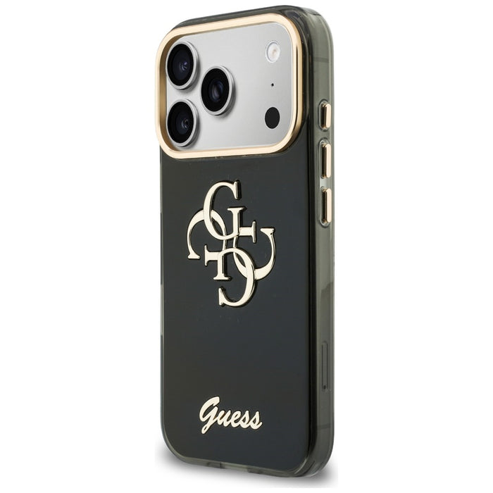 Метален калъф Guess IML 4G Script за iPhone 17 Pro Max / 18 Pro Max - черен