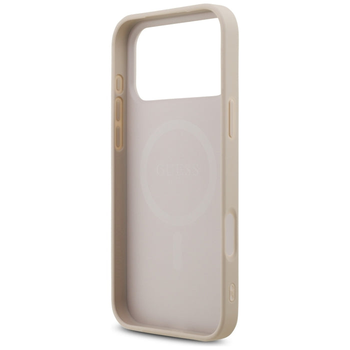 Кожен калъф Guess 4G Triangle Strass MagSafe за iPhone 17 Pro Max / 18 Pro Max - розов