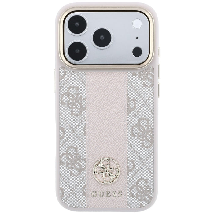 Калъф Guess 4G с кръгли ивици и класически лога MagSafe за iPhone 17 Pro / 18 Pro - розов