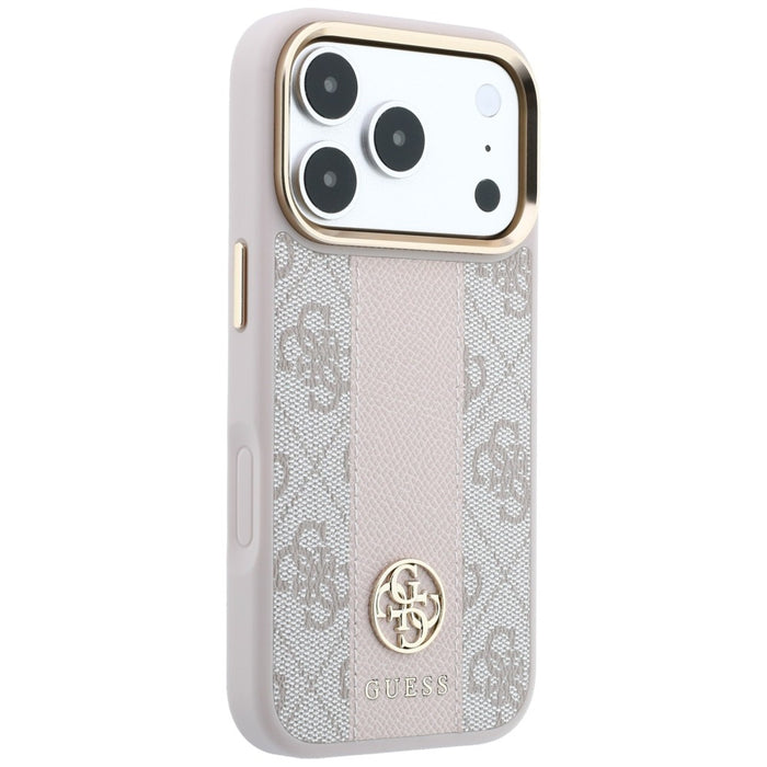 Калъф Guess 4G с кръгли ивици и класически лога MagSafe за iPhone 17 Pro / 18 Pro - розов