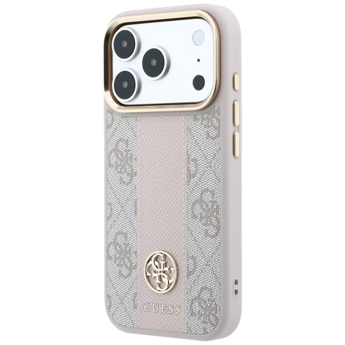 Калъф Guess 4G с кръгли ивици и класически лога MagSafe за iPhone 17 Pro / 18 Pro - розов
