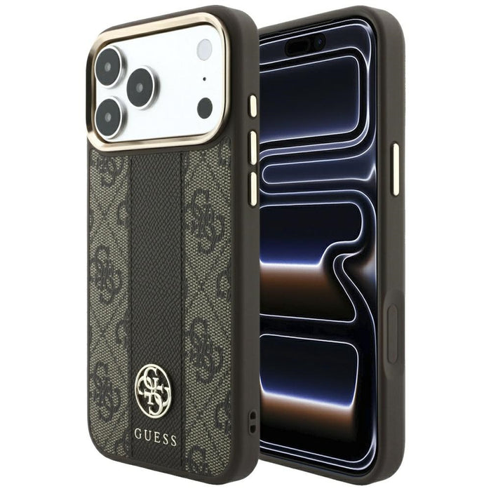 Калъф Guess 4G с кръгли и класически лога MagSafe за iPhone 17 Pro Max / 18 Pro Max - кафяв
