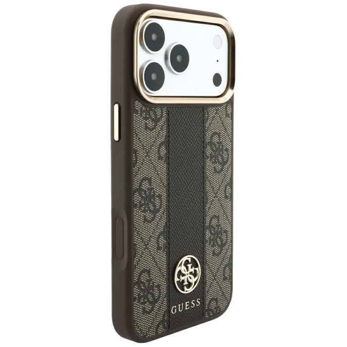Калъф Guess 4G с кръгли и класически лога MagSafe за iPhone 17 Pro Max / 18 Pro Max - кафяв