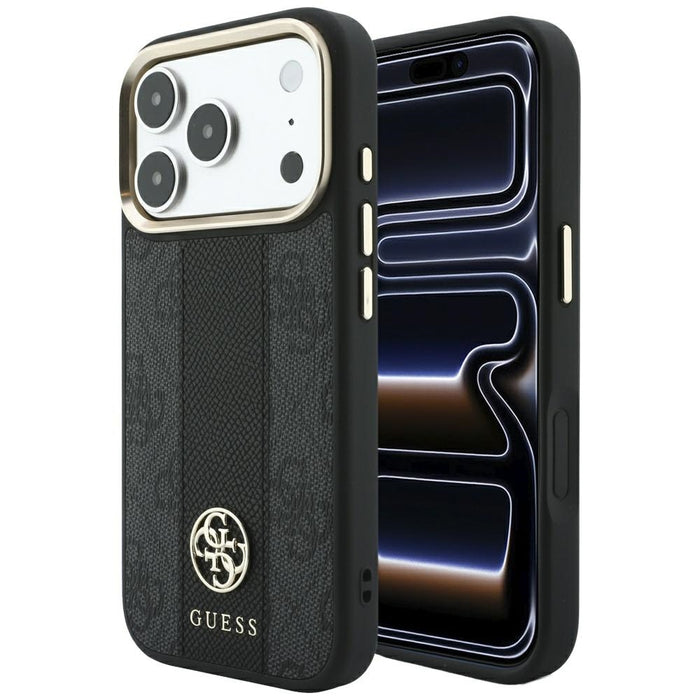 Калъф Guess 4G с кръгли и класически лога MagSafe за iPhone 17 Pro Max / 18 Pro Max - черен