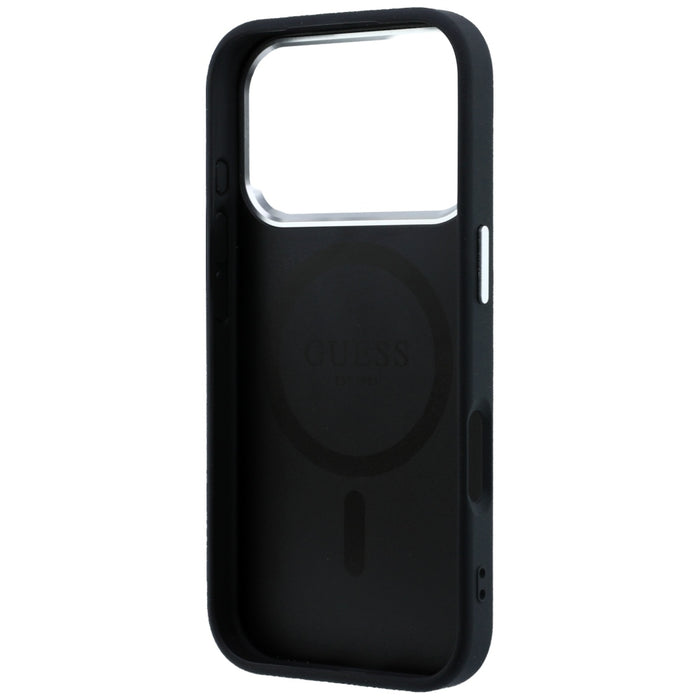 Калъф Guess Grained Triangle Logo MagSafe за iPhone 17 Pro / 18 Pro - черен