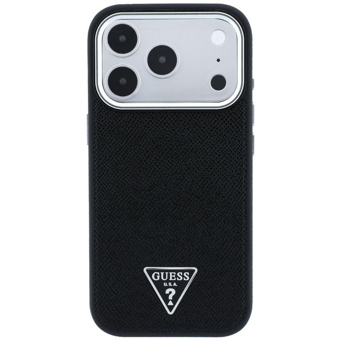 Калъф Guess Grained Triangle Logo MagSafe за iPhone 17 Pro / 18 Pro - черен