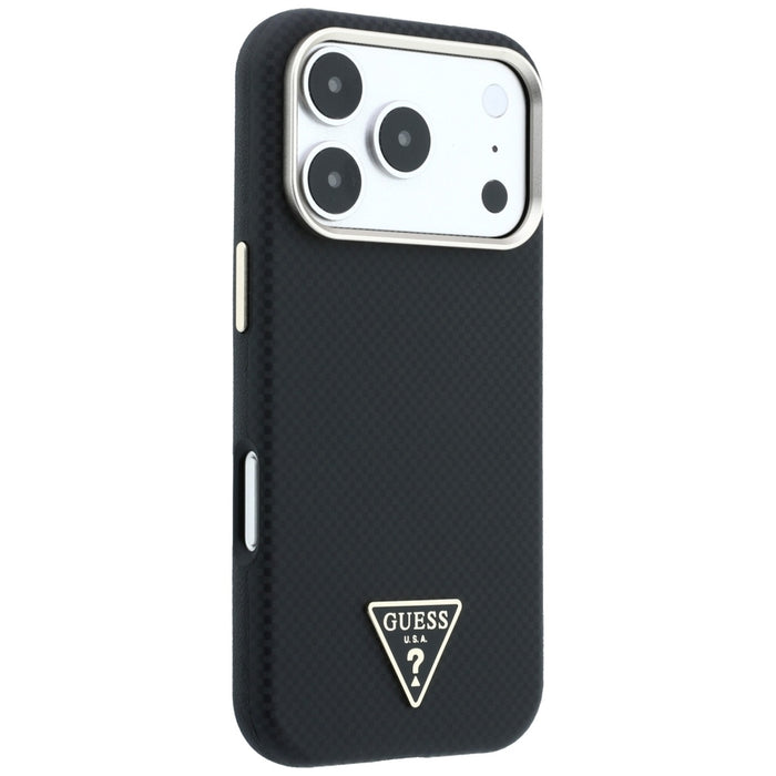 Калъф Guess Kevlar Triangle Logo MagSafe за iPhone 17 Pro / 18 Pro - черен