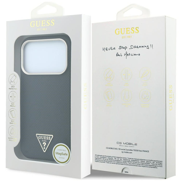 Калъф Guess Kevlar Triangle Logo MagSafe за iPhone 17 Pro / 18 Pro - черен