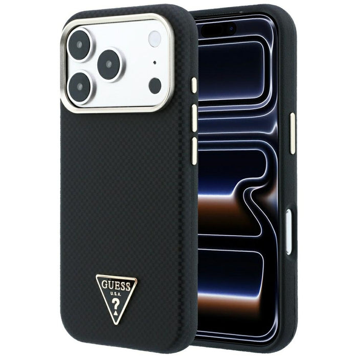 Калъф Guess Kevlar Triangle Logo MagSafe за iPhone 17 Pro / 18 Pro - черен