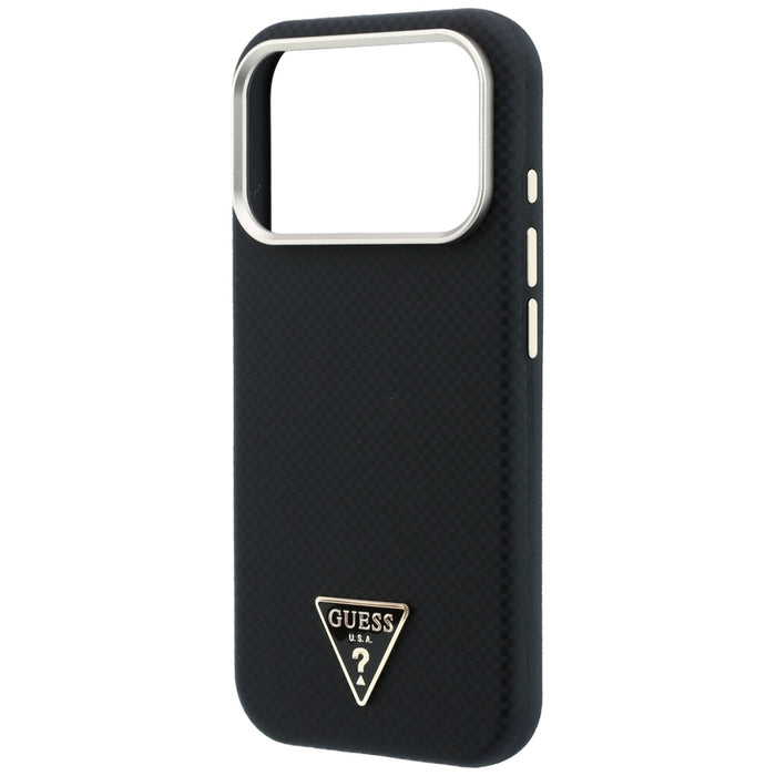 Калъф Guess Kevlar Triangle Logo MagSafe за iPhone 17 Pro / 18 Pro - черен