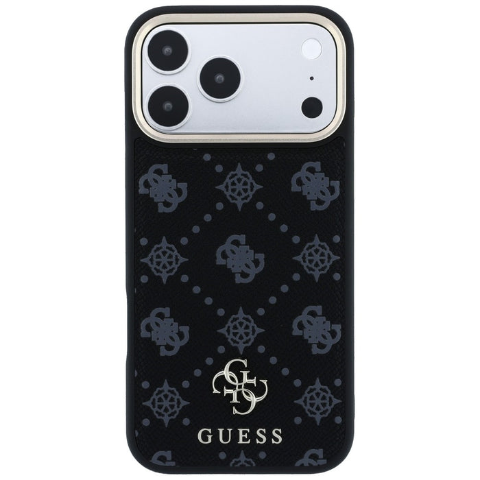 Калъф Guess Peony 4G с малко лого MagSafe за iPhone 17 Pro Max / 18 Pro Max - черен