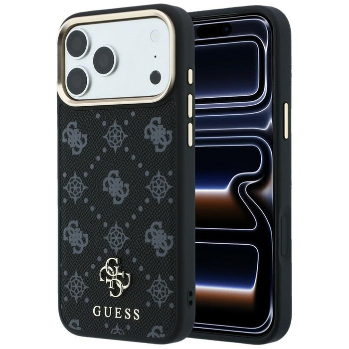 Калъф Guess Peony 4G с малко лого MagSafe за iPhone 17 Pro Max / 18 Pro Max - черен